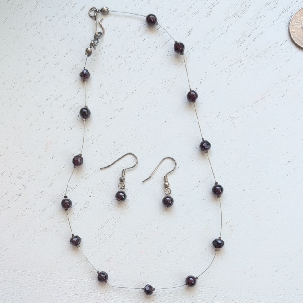 Elegant Silver and Purple Beaded Jewelry Set